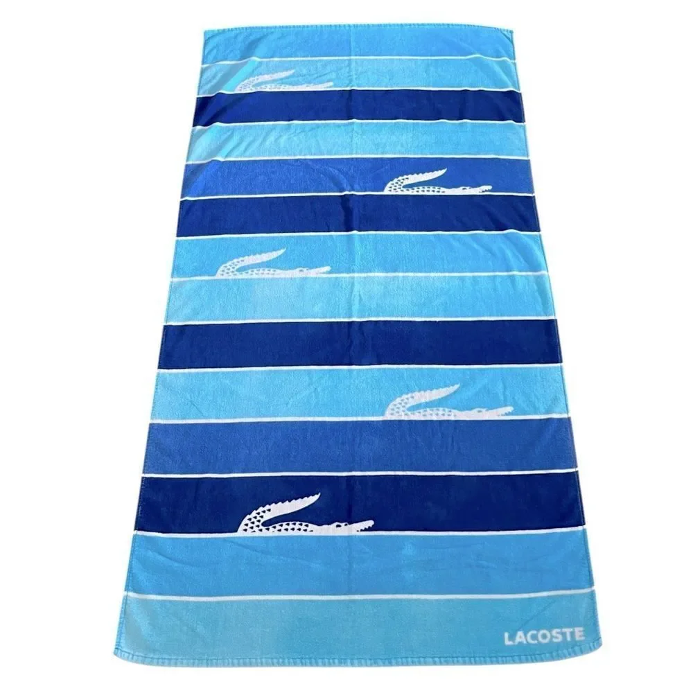 Lacoste Striped Alligator Beach Towel